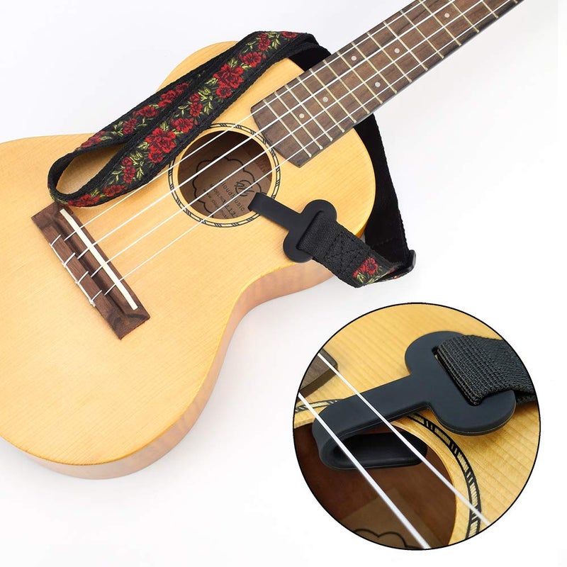 CLOUDMUSIC Ukulele Strap Clip On No Drill J Hook For Soprano Concert Tenor Baritone With Hawaiian Colorful Floral Pattern (Red Roses) - Image 3